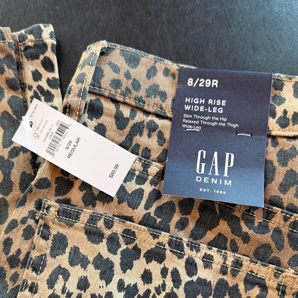 NWT GAP Cheetah Print High Rise Wide Leg - Brown and Black Pants(Size 8/29 R) - Picture 2 of 8